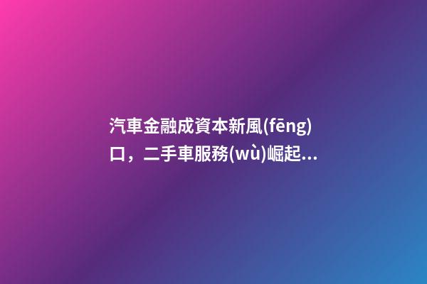 汽車金融成資本新風(fēng)口，二手車服務(wù)崛起！